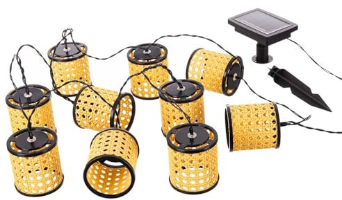 LOLAhome Guirnalda solar luces Farolillos exterior 2 Metros + 10 Leds | Panel solar y bateria autorrecargable | Auto encendido en la ocuridad | Guirnalda decorativa | Diseño Farolillos