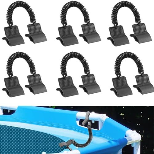 GLOBALHUT Solar Pool Cover Clips,6-Pack Wind-Resistant Secure, Easy Installation UV-Resistant For Swimming Pools Black