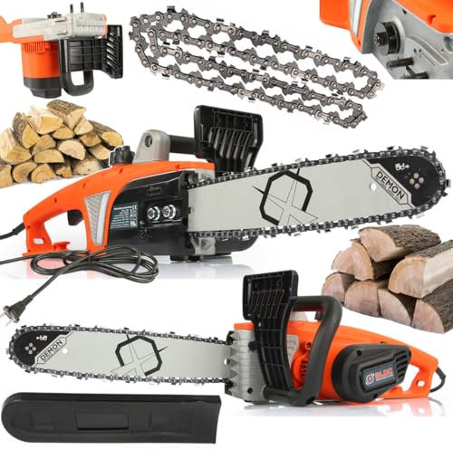 DEMON Tronçonneuse Electrique | 2600W | Barre 35cm / 14 | Pas de chaîne 3/8 | Capacité d'huile 200ml | Lubrification Automatique