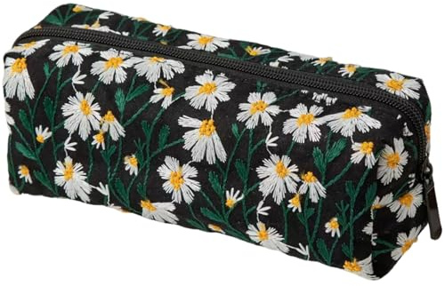 Carry bloom Pencil Pouch Cute Pencil Case for Girls Aesthetic Pencil Bag with Zipper Pen Cases School Supplies Makeup Bag (5 floral daisy) | Pen Cases School Supplies Makeup Bag