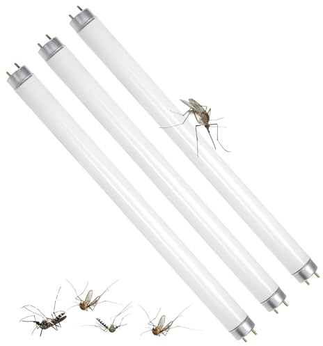 Behogan Lot de 3 tubes de rechange T8 10 W pour destructeur d'insectes, tubes lumineux UV de 330 mm, ampoule de rechange pour tueur de moustiques de 10 W, lampe anti-mouches