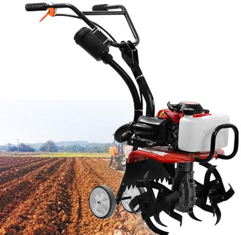 Motor rotavador de gasolina de 55 cc, cultivador de mano, herramienta de jardín para arar, labrar, surcar, desmalezar, 400 mm de ancho, 200 mm de profundidad
