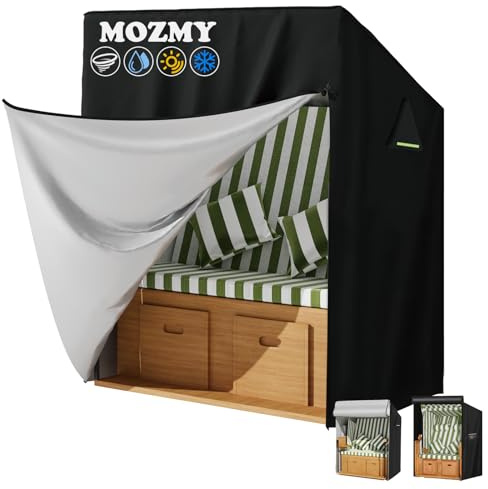 MOZMY Copertura per poltrona da spiaggia, 600D, resistente alle intemperie, 135 x 105 x 175/140, copertura per sedia da spiaggia, impermeabile, con chiusura lampo, resistente all'inverno