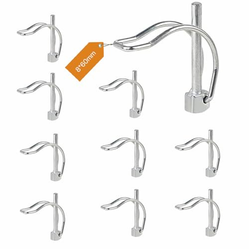 FIFIBANG 10x Klappsplint D Form, 8mm*60mm Rohrklappsplinte Klappsplinte, Sicherungsstift mit Rastverschluss