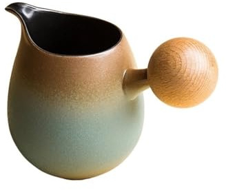 Saucière Tasse à lait vintage en céramique avec anse - Petite tasse à thé marron et saucière(Green)