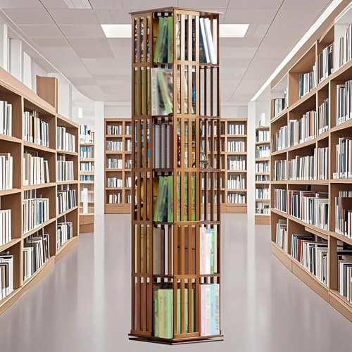 Roterande bokhylla, 360° display snurrande bokhylla förvaringsställ för studier, sovrum, bibliotek, 5 nivåer