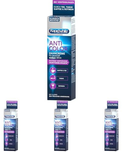 Rapid White | Anti Color Zahnpasta | für Weißere Zähne | Ohne Wasserstoffperoxid | Wirksame Formel | 75 ml (Packung mit 4)