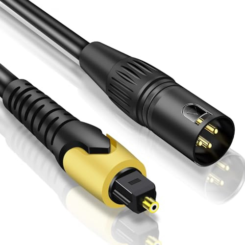 192KHz DAC Optical to XLR Converter,Optical Audio Cable to Unbalanced Male XLR Audio Cord Adapter,Digital to Analog Audio Converter for HDTV,DVD,Set-top Boxes(O-ptical to XL R Only)-0.9M