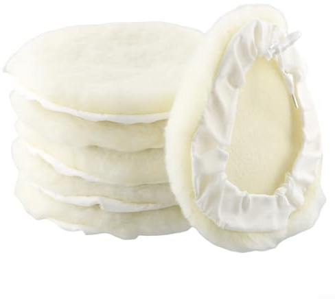 Lot de 6 tampons de polissage en laine d'agneau pour Gdfnmogo de 17,8 cm, pour polissage de voiture, pour correction de peinture automobile, marine et aérospatiale pour finition, 180 mm irréguliers