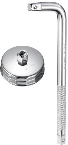 QUARKZMAN Llave Para Tapa De Filtro De Aceite 15 Estrías 92 Mm Diámetro Interior 1/2 CR-V Acero Cuadrado Con Barra Curva Tipo Copa Llave Para Extracción De Filtro De Aceite Métrica Para