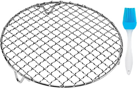 Fivebop Round Cooling Rack Stainless Steel Cross Wire Barbecue Grill Net Racks with 3 Legs for Cooking Baking Steaming (11 inches)