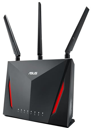 ASUS RT-AC86U - Routeur Gaming Wi-Fi AC 2900 Mbps - Double Bande - MU-MIMO - Sécurité AiProtection à vie par TrendMicro - Technologie AiMesh Noir