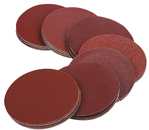 HIFROM 5 Inch Sanding Discs NO-Hole Hook and Loop 60 80 120 180 240 Grit Sandpaper Aluminum Oxide Random Orbital Sander Pads (100-Pack)
