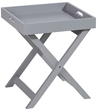 Beliani Praktischer Tablett-Tisch MDF-Platte grau Chester