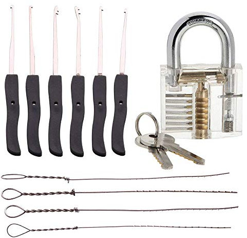 Loboo Idea Transparentes Übungsschloss und Schlüsselauszieher-Set für Schlossknacker, Anfänger und Profi-Schlosser
