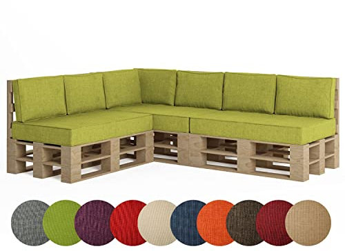 chilly pilley Palettenkissen Palettenauflage Palettenpolster Sitzkissen Rückenlehne Kaltschaum Schaumflocken Füllung viele Größen und Farben (10er Set, Grün)