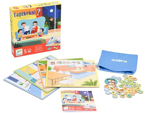 Djeco DJ08542 Juego Tapikékoi Biene, Blume Spielzeug zum Stapeln und Einstecken, rot