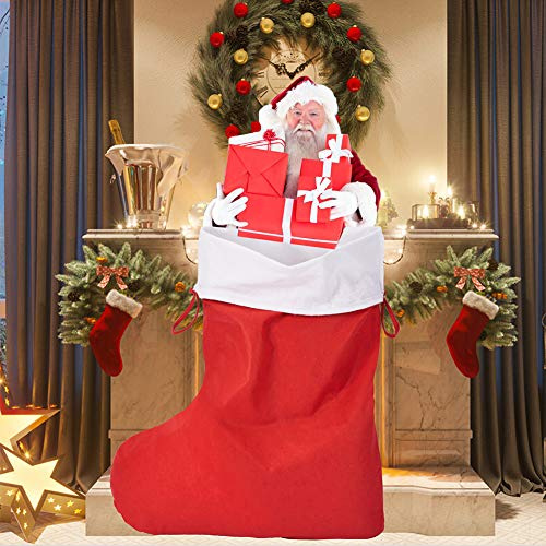CCINEE Großer Weihnachtsstrumpf, 114,2 cm, Rot und Weiß
