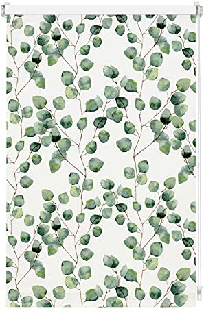GARDINIA Rollo ohne Bohren, Zum Klemmen, Blickdicht, Sichtschutz, Blendschutz, Lichtundurchlässiges Rollo für Fenster, Digiprint Blackout Isabella, Weiß/Dekor, 100 x 150 cm