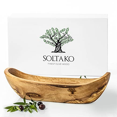 SOLTAKO Olivenholz Schale länglich Le Boulanger L (30-34 cm) rustikale Schale aus Oliven Holz