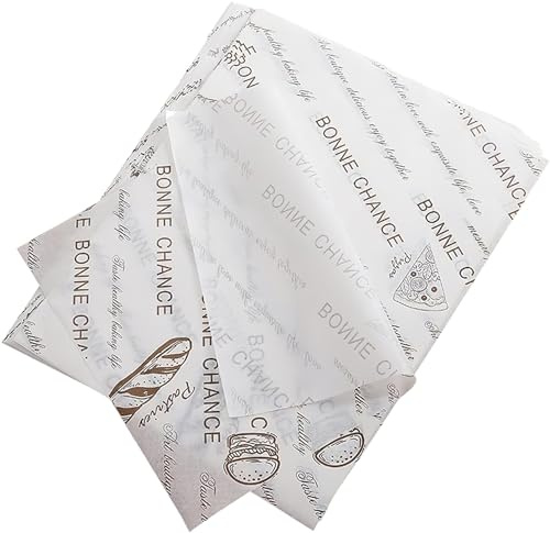 La Llareta Greaseproof Paper, 100 Sheets Baking Wrapping Paper, Food Basket Liners Paper, Deli Paper for Cakes, Breads, French Fries, Sandwiches, Pizza, Burgers, Hot Dogs(14 * 10 inch)