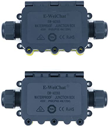 ZONADAH Pack of 2 IP68 Waterproof Electrical Cable Wire Connector Junction Box 2-Way 450V 32A 9-12mm 4M Depth Outdoor Garden Lighting Wiring