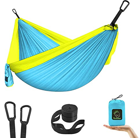Grassman Children's Small Hammock for Camping, Portable Hammock for Children, Girls, Boys, Ultralight Backpack, Mini Hammocks with Strap, Sky Blue