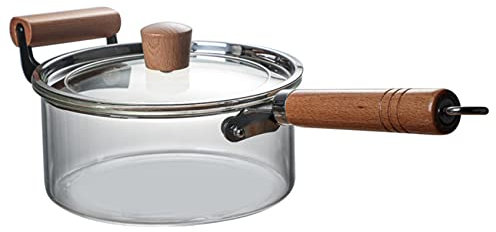 MYENA 3.5L Glastopf mit Holzgriff Küchenutensilien Kochen Heizung Milchsuppe Brei Pot Utensilien für Küche Kochen Topf
