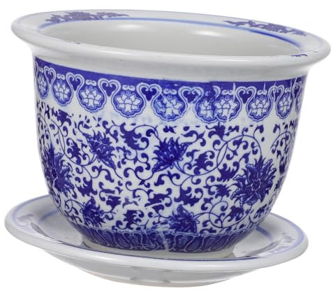 Cabilock Keramischer Pflanztopf Mit Untertasse Chinesischer Übertopf Für Sukkulenten Bonsai Und Zimmerpflanzen ø Elegantes Design Für Garten Und Balkon