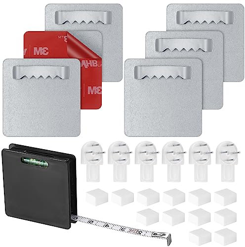 Crochets Autocollants, 6 Pièces Supports de Fixations pour Photos et Miroirs, Crochet de Suspension sans Perçage pour Accrocher Image Miroirs Tableau Cadre Photo