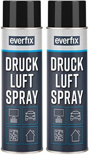 EVERFIX Druckluftspray (2 x 500 ml) Druckluft Spray zur Reinigung von PC, Tastaturen - Laptop Cleaning Spray