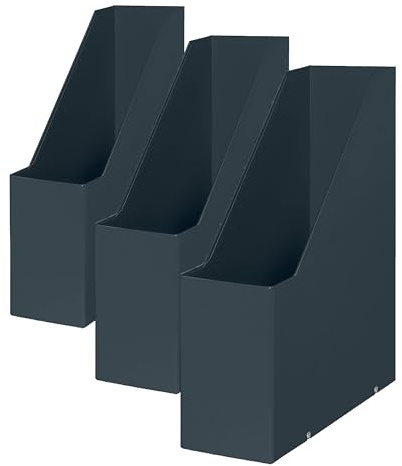 Leitz Click & Store Stehsammler, Aufbewahrungslösung aus Karton für den Schreibtisch, A4-Papierhalter für Zeitschriften & Ordner, Zuhause/Büro, Cosy Serie, Samtgrau, 53560089 (Packung mit 3)