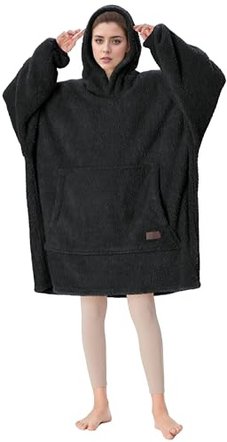 Catalonia Classy Coperta con cappuccio Sherpa oversize - Accogliente e calda - con maniche e cappuccio - Indossabile - Idea regalo per uomini e donne
