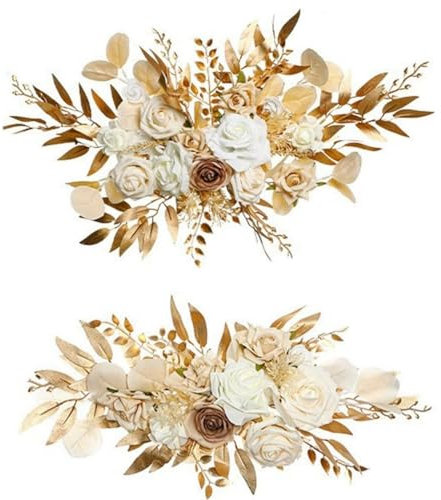 Morkite Lot de 2 Fleurs pour Arche de Mariage, Arrangement Floral Artificiel, Ensemble de Fausses Fleurs, Panneaux de Bienvenue de Mariage, Décorations Florales pour Décoration de Mariage, Cérémonie