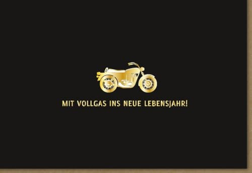 Gutsch Verlag Geburtstagskarte für Männer - Abenteuerlustiges Motorrad-Design in Schwarz und Gold | Stilvolle Biker-Grüße für Hobbyfahrer - mit Umschlag