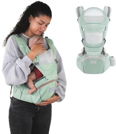 Mobiclinic® kids, Ergonomisk bärsele, 6 i 1, Moley, Multiposition, Hopfällbar, Ficka med dragkedja, Flaskhållare, Mjuk premium bomull, 0-36 månader, För nyfödda och barn