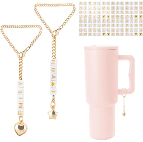 OUBFUUY 2 Stück Personalisierte Name Initiale ID Handgriff Zubehör - Stanley Cup DIY Identifizierung