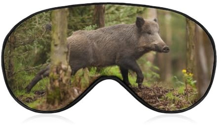 Wildschwein Entzückende Tier-Schlafmaske mit verstellbarem Riemen, bequeme weiche Augenmaske, Schlafhilfe, lichtblockierende Augenmasken