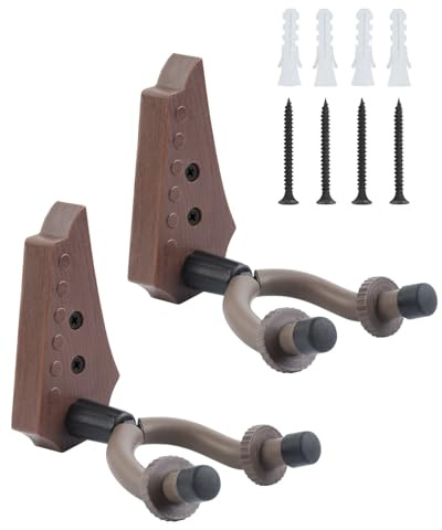 OTraki 2 Pack Guitar Wall Hanger, Guitar Holder Wall Mount Auto Lock Guitar Wall Mount Resin Material Non-Slip Wear Resistance Guitar Hanger for Guitar Bass Ukulele, 10 kg Weight Capacity