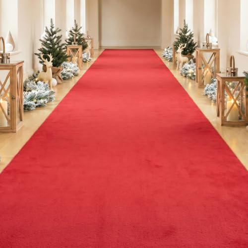 Suuiwau Red Carpet Wedding Aisle Runner, 3.28×32.8ft (1×10m), 5.5mm Thick | Non-slip Roll Rug, VIP Runway Carpet Runner for Wedding, Christmas, Prom, Hallways, Kitchen, Stairs