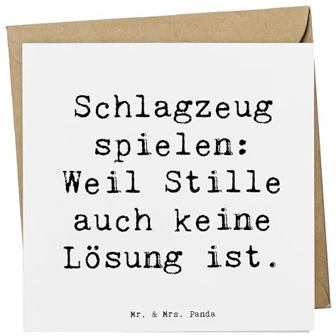 Mr. & Mrs. Panda doppelkarte Spruch Schlagzeug Magie - Geschenk, Instrument, Glückwunschkarte, Band, anlasskarte, Musik, Beats, Rhythmus, Musiker, faltkarte, Klappkarte, Lernen, Grußkarte