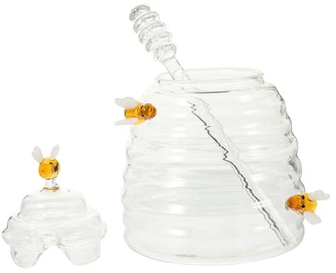 CIYODO Honigtopf Aus Glas Mit Schöpflöffel Transparent Honigglas Honigspender Glas Sirupglas Für Zuhause Honigglas Mit Löffel Für Honig Und Sirup