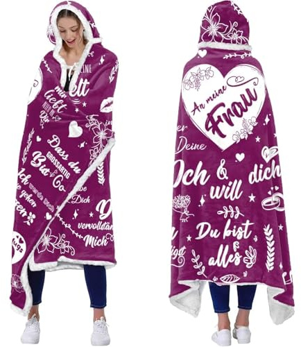 Geschenke für Frau - Decke Mit Ärmeln und Spruch für Die Beste Frau, Geburtstagsgeschenk, Weihnachten, Jahrestag