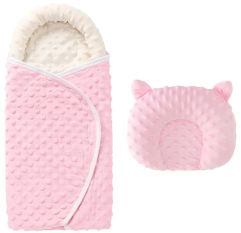 Valcatch Winter Baby Puckdecke für 0-6 Monate Neugeborene Bio-Baumwolle Polka Dot Atmungsaktiver Verstellbarer Swaving Sack Schlafsack mit Kissen für Baby Jungen und Mädchen