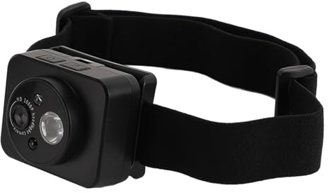 Tosuny Videocamera Montata Sulla Testa, Telecamera Frontale a LED 1080P,Videoregistratore Montato Sulla Testa con Illuminazione Regolabile a 45°,Rilevamento Intelligente,Batteria 1000MAh