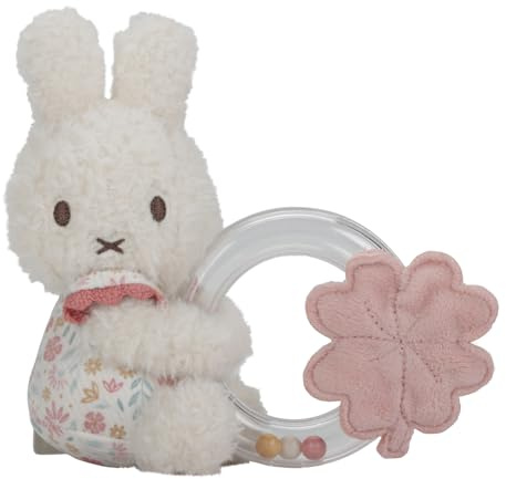 nijntje miffy x Little Dutch Ringrassel Rassel Greifling Baby Hase Miffy rosa Blume - Lucky Blossom