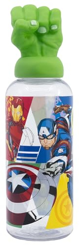 Stor Borraccia Riutilizzabile Avengers 560ml Tritan con Tappo Figurina 3D - Bottiglia Bambini Senza BPA per Ragazzi e Ragazze