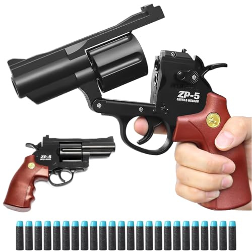 Revolver giocattolo in plastica, pistola giocattolo con 24 palline di plastica, divertente giocattolo