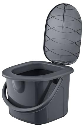 BranQ - Home essential, Fabriqué à partir de matériaux 100% recyclés, écologique, Toilettes de Camping Mobiles de 15,5 l avec Charge maximale jusqu'à 120 kg, Gris éco