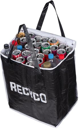Recyco Pfandflaschen Sammelbehälter – Flaschensammler Leergut – Pfandsammler – Pfandbox – Leergut Sammelbehälter – Pfanddosen Sammelbehälter – Pfand Sammelbehälter – Dosen Aufbewahrung - Pfandtasche